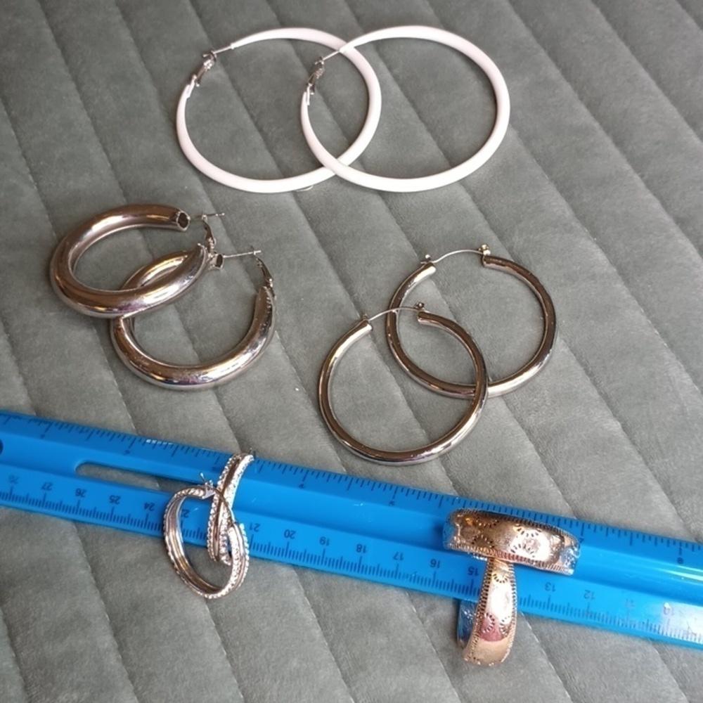 5 pair hoop earrings